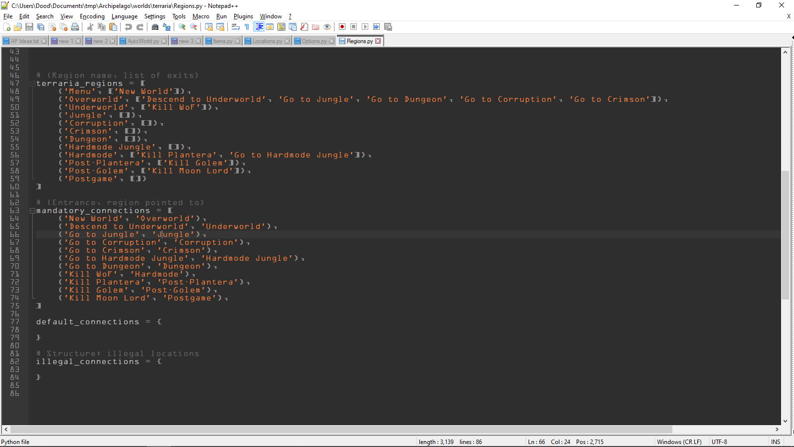 Example Regions.py file open in Notepad++